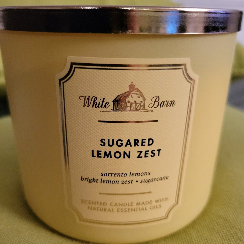 White Barn Company | Sugared Lemon Zest 3 Wick Candle NWT 14.5 oz